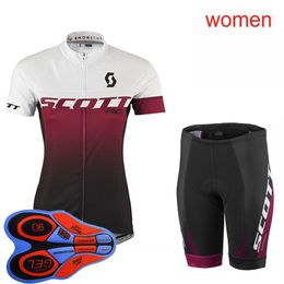 2021 Summer Womens SCOTT Team Cycling jersey And Shorts Suit Short Sleeve Bike Outfits Breathable Racing Clothing Bicycle Uniform Y21020606