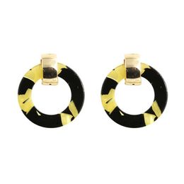 Round Pendant acrylic Earrings Big Circle Black Yellow Resin Earring tortoiseshell leopard earrings For Women Jewellery 2020