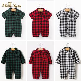 Newborn Baby Girl Boy Rompers Cotton Plaid Summer Autumn Spring Winter Infant Toddler Bebe Jumpsuit Ropa Baby Clothes 201029