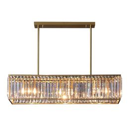 new crystal chandelier Nordic modern simple copper long restaurant chandelier island decoration lighting 110v 220v
