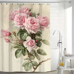 Flower Painting Printed Mildew Proof Polyester Shower Curtains Washable Waterproof Shower Curtains for Bathroom Home Decor LJ201130