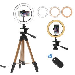 LED Ring Light Photographic Selfie Lighting with Adjustable Tripod Stand for Phone Youtube Makeup Video Studio Bluetooth Remote Control 360 Degree Rotation
