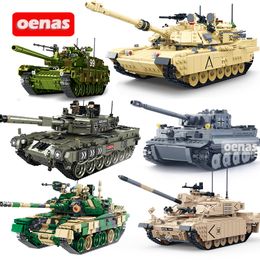 War Military Army Loepard 2 II Type 99 T90 T34 Main tank Model Action Figures DIY building block bricks kids Toys Children gift LJ200928