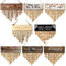 Wooden Calendar Listing Birthday Party Home Decoration Pendant Creative Heart Shaped Tassel Jewellery Valentine's Day Gift