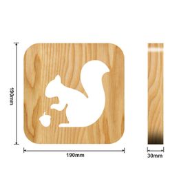 Squirrel Shape Night Light Wood Solid Wood Night Light Hollow Carving Night Light Room Decoration Decoration Atmosphere Lamp