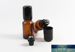 200PCS/lot 10ml Thick Amber Roll on Glass Bottle Stainless Steel Roller Ball Essential Oils Perfume Bottle with Metal Ball