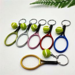 Tennis Racket with Ball Keychain Key Ring Exquisite Party Lightweight Sport Keychains Funny Cute Keyring for Children Kids WQ654