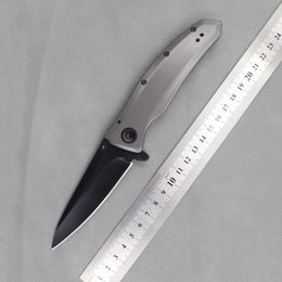 1Pcs New KS 2200 Grid Assisted Knife 8Cr13 58HRC Blade Steel Grey Handle Black Plain Edge EDC Pocket Knife knives