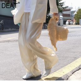 DEAT Quality Silks And Satins Slippage And Smoothness High Waist Broad-legged Trousers Floor PANTS Woman WF34106 201109