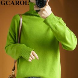 GCAROL Women Cashmere Turtleneck Sweater 30% Wool Thick Minimalist OL Jersey Warm Casual Oversize Knit Jumper Pullover 210218