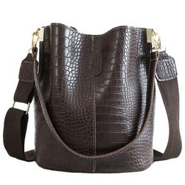 Vintage Crocodile Crossbody Bags For Women Brand Designer Shoulder Bag Luxury PU Leather Bucket Bag Female Purses and Handbags