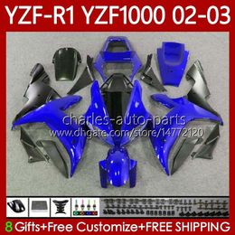 Motorcycle Fairings For YAMAHA YZF R 1 1000 CC YZF-R1 YZFR1 02 03 00 01 Body 90No.69 YZF1000 YZF R1 1000CC 2002 2003 2000 2001 YZF-1000 2000-2003 Gloss blue OEM Bodywork