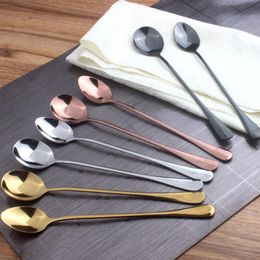 Stainless steel spoon golden Colour electroplated long ice spoon stir coffee spoon tableware hotel supplies LX4131