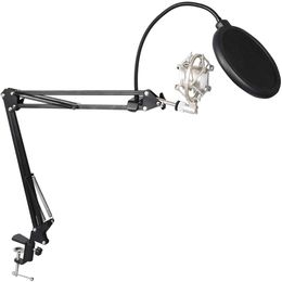 Depusheng NB-35 Microphone Scissor Arm Stand and Table Mounting Clamp & NW Filter Windscreen Shield & Metal Mount Kit