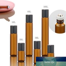 5/10ml Portable Amber Glass Roller Rollerball Essential Oil Bottles Mist Container Travel Refillable Bottle Transparent Brown