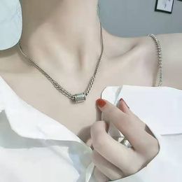 All-match trend barrel bead spring necklace female clavicle chain 925 sterling silver sports leisure tank chain Q0531