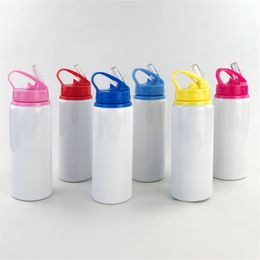 Sublimation Blanks Kettle Aluminium Suction Nozzle Big Mouth Colour Cover Water Bottles White Sports Cups Heat Resistant 8 5ty M2