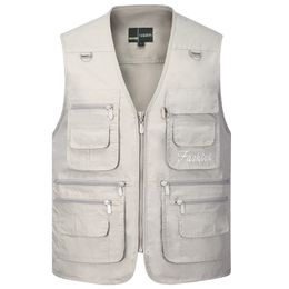 Summer Quick Dry Thin Vest Male With Many Pockets Casual Classic Multi Pocket Military Green Photographer Baggy Work Waistcoat 201120