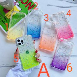 Glitter Star Cases Gradients Cover 3in1 TPU 2.0mm With Airbags for iPhone13 12Promax 11 XR XS 8 SamsungGalaxyS21 PLUS Ultra A11 A31 A01 A12 A32 A51 A71 A52 Xiaomi SHSCASE