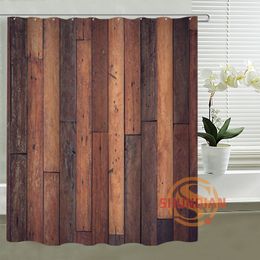 Rustic Old Barn Wood Custom Shower Curtain Waterproof Fabric Bath Curtain for Bathroom T200708