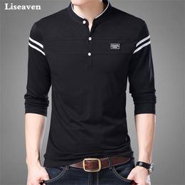 Liseaven Men T Shirt Man Long Sleeve tshirt Men's Clothing Mandarin Collar T-Shirts Tops & Tees Male Tshirts 220214