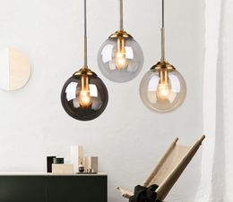 Retro style single head glass ball chandelier creative bar aisle porch light corridor Nordic lamps