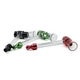 New Style Metal Glass Hand Mini Smoking Pipe 105MM color Cheap Bongs Water Pipes Smoking Accessories wholesale