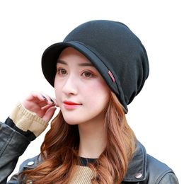 COKK Cotton Ponytail Cap Winter Hats For Women Turban Hat Female Beanie Stretch Hats Bonnet Winter Cap Ear Windproof Bonnets Y201024