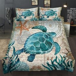 Ocean series Sea turtle seahorse dolphins 3D Bedding set comforter bedding sets octopus bedclothes bed linen US AU UK11 Size 201021