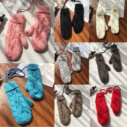 Warm Winter Gloves Women Mittens Hanging Neck Woman Ladies Lovely Knitted Gloves Girls Christmas Gift