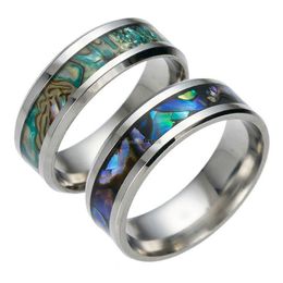 Fashion Colourful Shell Band Ring finger Stainless Steel Shell Rings wedding Jewellery for Men Women Gift Will and sandy