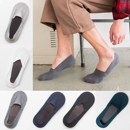 Mens Summer Seamless Low Cut No Show Boat Socks Large Anti-Skid Silicone Dots Sole Invisible Liner Cotton Socks for Men1329a