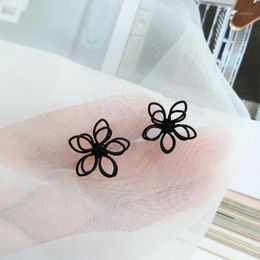 Stud Small Studs, Double-layered Ladies' Studs With Empty Black Flowers, Stylish Earrings, 2022 Jewelry