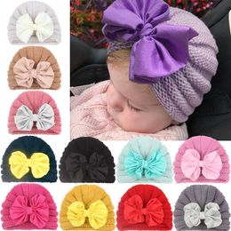 Toddler infants india hat kids winter beanie hats baby Bow knitted hats caps baby Headwear Hardness Cap Headbands accessories