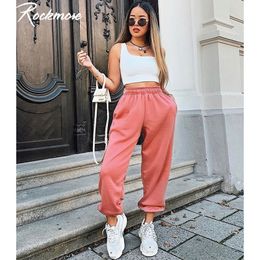 Rockmore Baggy Pencil Pants Women Plus Size Black Winter Wide Leg Sweat Pants Oversized Joggers Streetwear High Waisted Trousers 201112