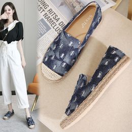 Fashion Casual Footwear Weaving Fisherman Shoes Loafers Denim Broken Flats Handmade Flat Espadrilles Elegant Driving Shoe 0227