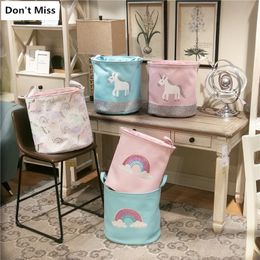 Pink Rainbow Pattern Waterproof Storage Basket For Toy Dirty Laundry Basket Bag Clothes Toys Storage Box Sundries Organiser C0125