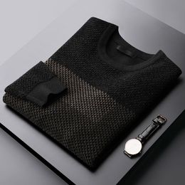 Minglu Autumn Winter Sweaters Man Luxury Round Collar Thicken Mens Sweater Fashion Slim Fit Business Sweater Male Plus Size 4XL 201203