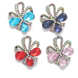 Noosa Plating Dazzling Crystal Bowknot Snap Buttons fit DIY 18mm snap button bracelet Necklace ACC Jewelry women menGift