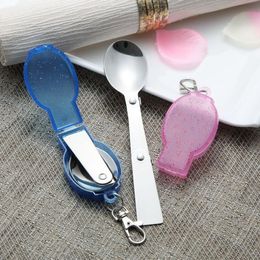 NEW Stainless steel folding spoons small children's round spoons hotel gift Western spoons