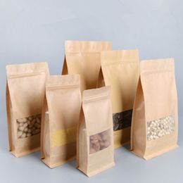 500pcs/lot 10x20cm,12x22cm , 14x24cm 16x26cm 18x28cm 20x30cm Empty 8 sides kraft paper bag packaging pouch