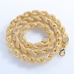 High Quality 8mm 20inch Hotsale Men Women Hip Hop Necklace Gold Plated Bling CZ Rope Chain Necklaces