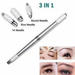 3 in 1 penna tatuaggio trucco permanente 3D ricamo penna microblading Tebori sopracciglio penna tatuaggio manuale Microblade