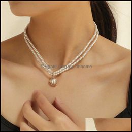 Beaded Necklaces & Pendants Jewellery Kotik Double Layers Pearl Chain Luxury Choker Necklace For Women Fashion Female Party Gift Drop Delivery