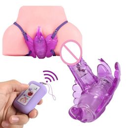 Wireless Remote Control Butterfly Strap-on Vibrator for Women Couples Sex Toys MX191228