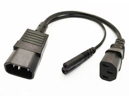 High Quality IEC 320 C14 3Pin Male to C13 + C7 Female Power Adapter Cable About 30CM/5PCS