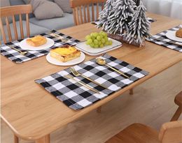 Festival Party Decoration Table Placemat Red Black White Blacks Plaid Tablecloth Mat Christmas Thanksgiving Day Cutlery Pad New 4 2jh L2