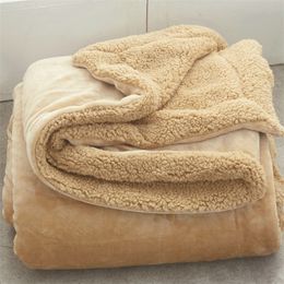 AB Side Coral Velvet and Lamb Cashmere Blanket Soft Thick Blanket for Bed Sofa Warm Fleece Sherpa Blanket for Bedroom 13 Colours 201222