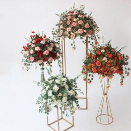 Decorative Flowers & Wreaths Flone Artificial Silk Flower Ball Rack For Wedding Centerpiece Home Room Decoration Party Supplies DIY Craft