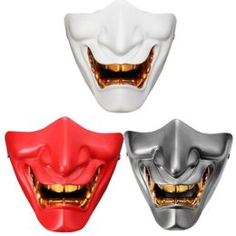 Lower Half face mask Demon Evil masks Gold Teeth Costume Party Props Resin Halloween Cosplay irsoft Paintball CS Game Army Fans Supplies